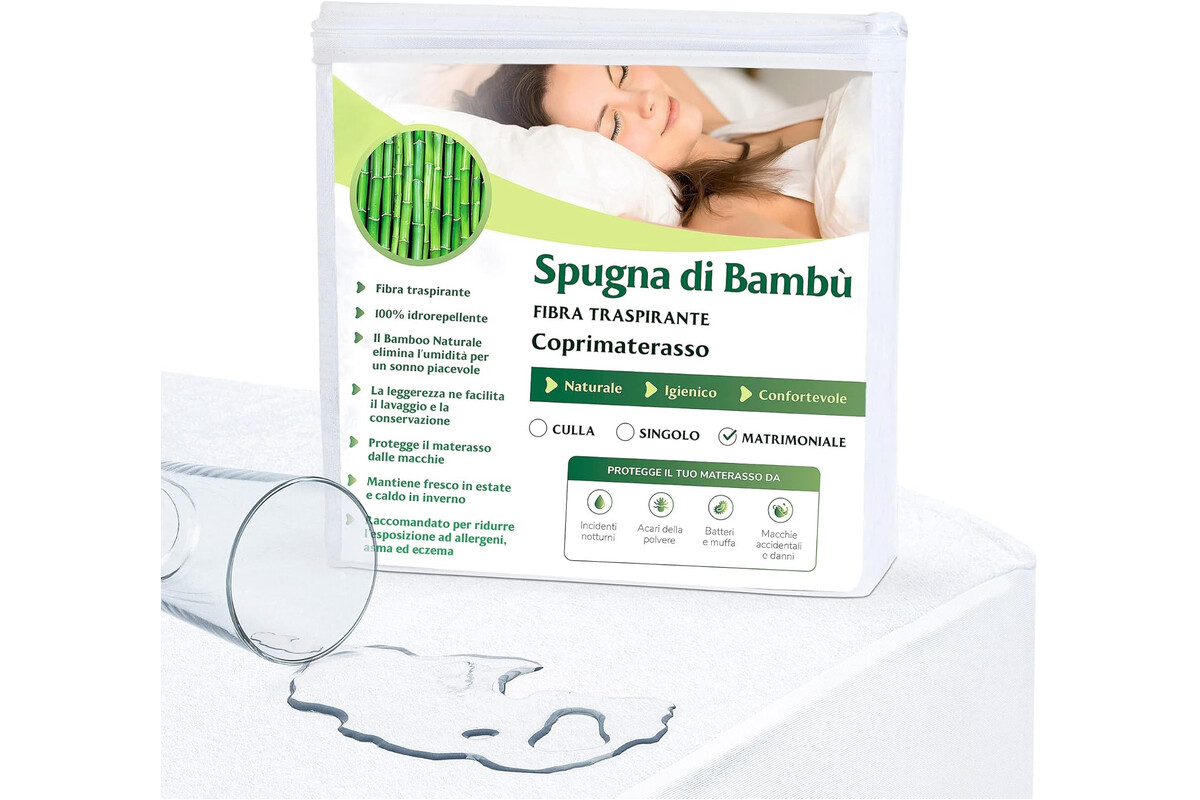 Risparmia ora: proteggi il tuo materasso matrimoniale con il coprimaterasso impermeabile in bamboo a prezzo speciale