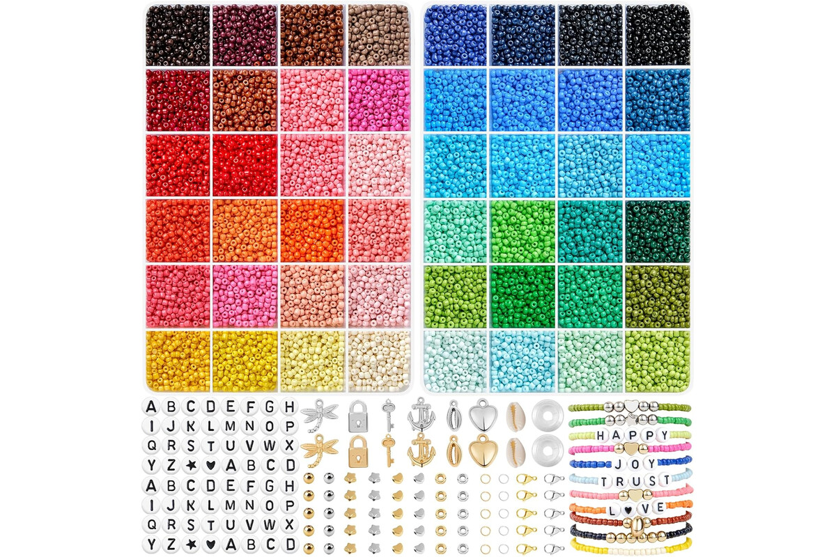 Risparmia con il maxi kit: 16.000 perline ruby e 300 lettere per creare braccialetti unici a prezzo imbattibile